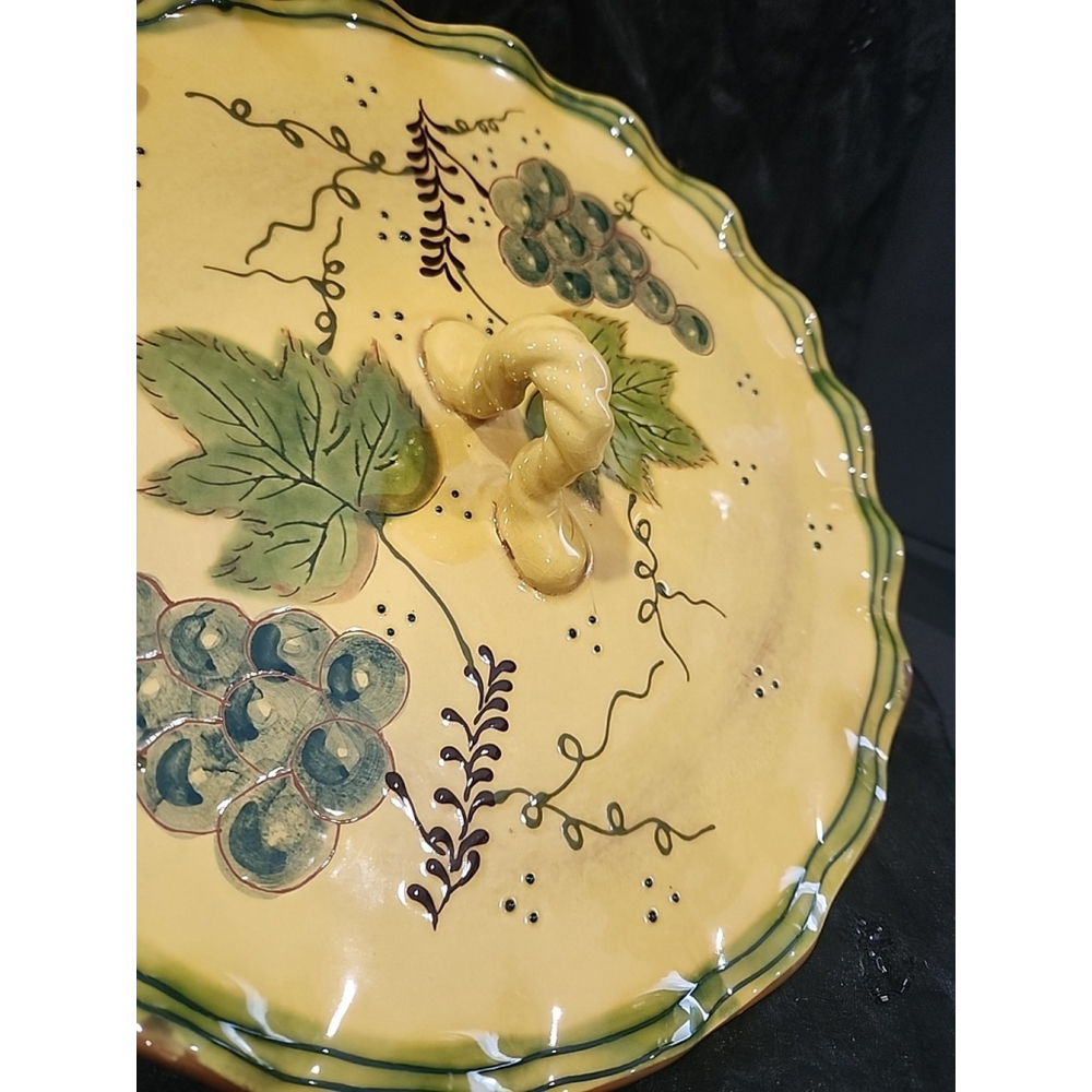 Dolce Vita By Giani For Ambiance Collection ~ Platter ~ Tan/Green Grape Vine